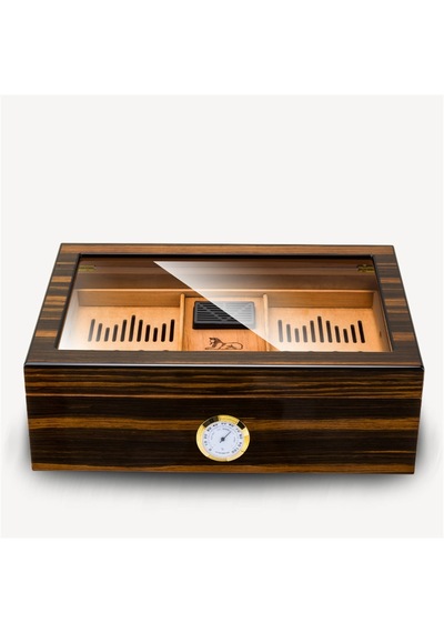 Lubinski Cedar Camlı Tepsili Puro Kutusu Humidor Kahve 100s