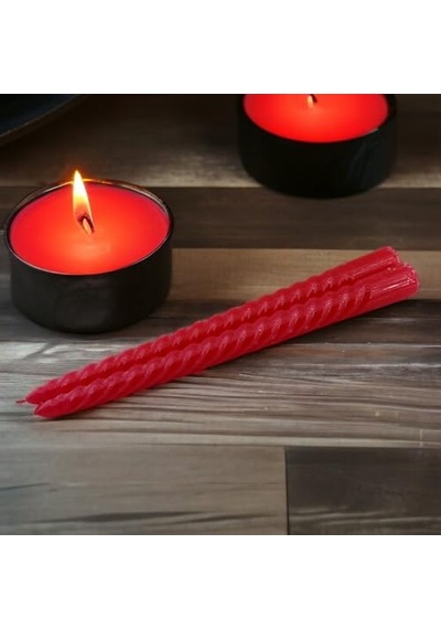 Petek Mum Kırmızı Altın Simli Çam Ağacı Boy 8.5 Cm Bal Mumu Beeswax Candle Diğer