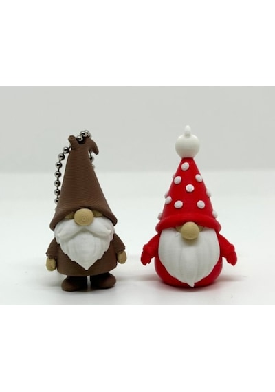 Mini Bahçe Cücesi Figürleri - 2 Li Gnome Biblo Seti - 3d Baskı Dekoratif Anahtarlık
