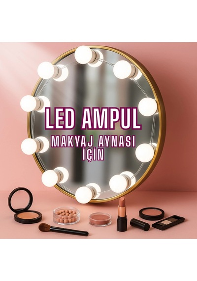 10lu Makyaj Masası Banyo Aynası Giyim Odası Aydınlatma Hollywood Nostaljik Led Lamba Ayna Hariç Çok Renkli