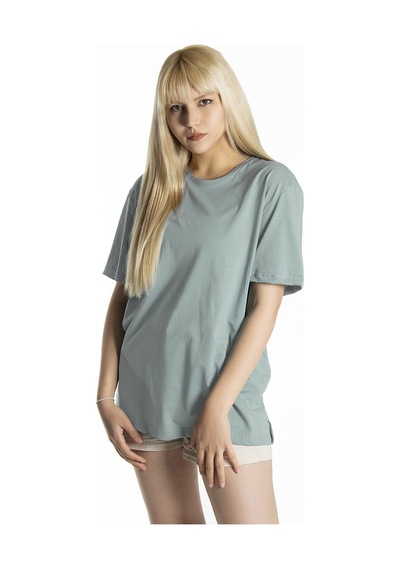 Kadın Su Yeşili Basic Bisiklet Yaka Oversize Pamuklu T-shirt Su Yeşili Kadın Su Yeşili Basic Bisiklet Yaka Oversize Pamuklu T-shirt Su Yeşili