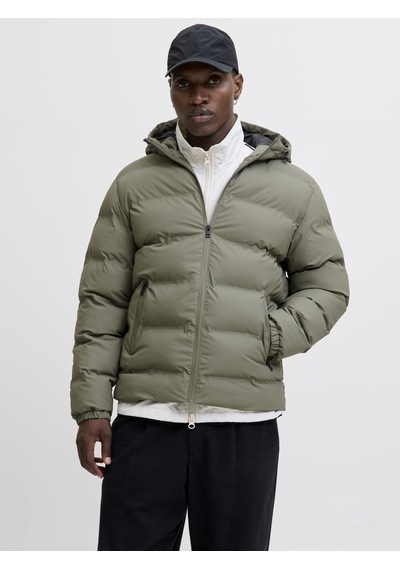 Jack & Jones Jjelements Suni Deri Görünümlü Şişme Mont 12279239 Yeşil