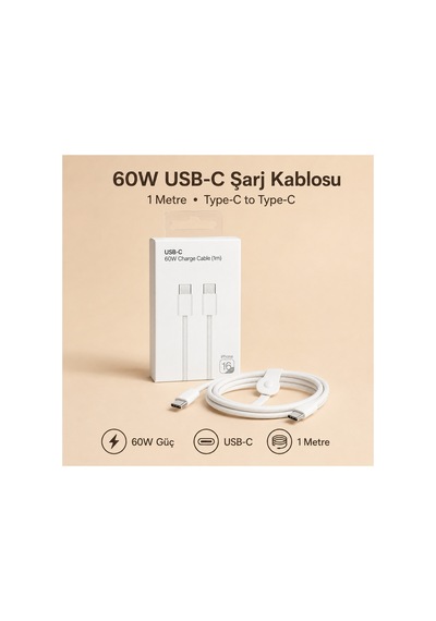 İphone 15 16 17 Pro Pro Max Uyumlu Şarj Kablosu 60w Type-c To Type-c Hızlı Şarj Kablosu