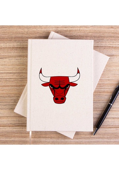 Chicago Bulls Logo Çizgisiz Kanvas Defter Krem