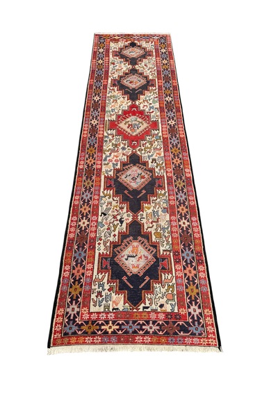 El Dokuma Sıfır İran Kilimi Yolluk 84x313 Yün Kök Boya Yolluk