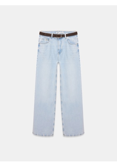 Dilvin 72288 Pamuk Kemerli Wide Leg Jean-mavi 34