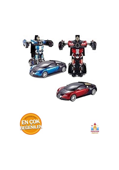 Çek Bırak Robot Araba - 1:32 Ölçekli Otomatik Dönüşüm İle Hızlı Ve Eğlenceli Oyuncak Araç Beyaz