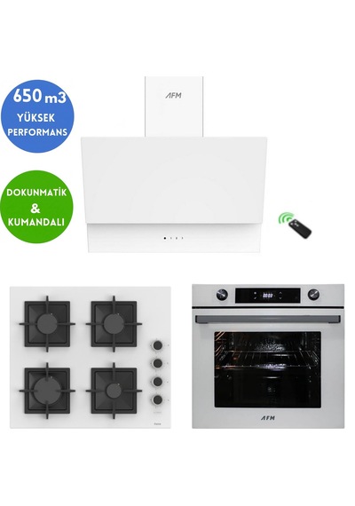 Afm Tech Ve Ferre Sarwi Turbolu Dijital Beyaz SC206-FA + FM7701 + FM3401 Ankastre Set