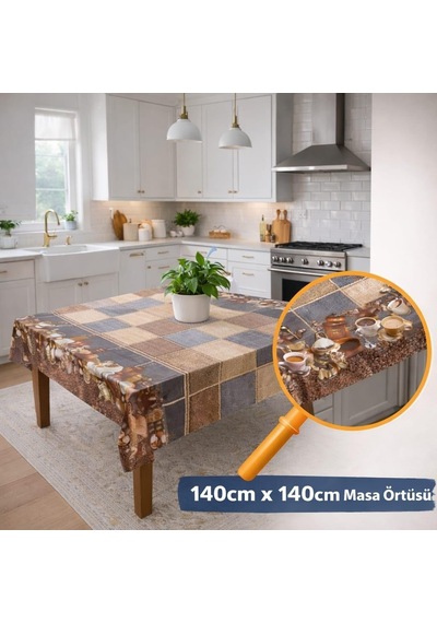 Lexroo Desenli Masa Örtüsü, Çiçekli Ve Kahve Temalı Modeller, Mutfak Ve Yemek Masası İçin Çok Renkli