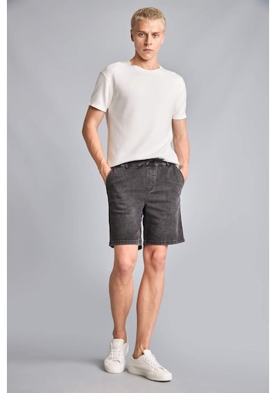 Defacto Relax Fıt Esnek Belli Jean Bermuda Şort H8889ax26smnm40 Siyah-nm40