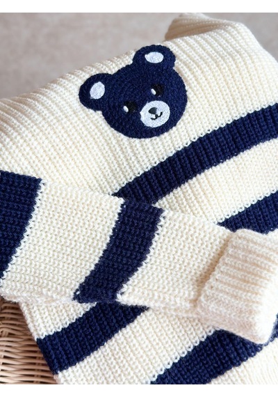 Miniğimin Cicileri Blue Bear Triko Pantolonlu Erkek Çocuk Takım - Krem
