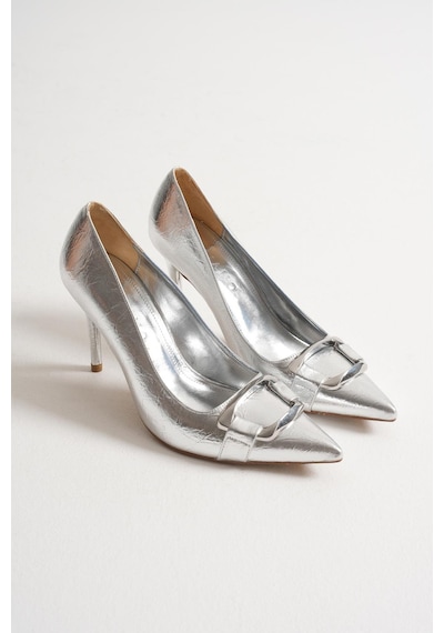 Corine Kadın Gümüş Metal Aksesuarlı Sivri Burun Yüksek İnce Topuklu Ayakkabı Stiletto 9 Cm Gümüş Corine Kadın Gümüş Metal Aksesuarlı Sivri Burun Yüksek İnce Topuklu Ayakkabı Stiletto 9 Cm Gümüş