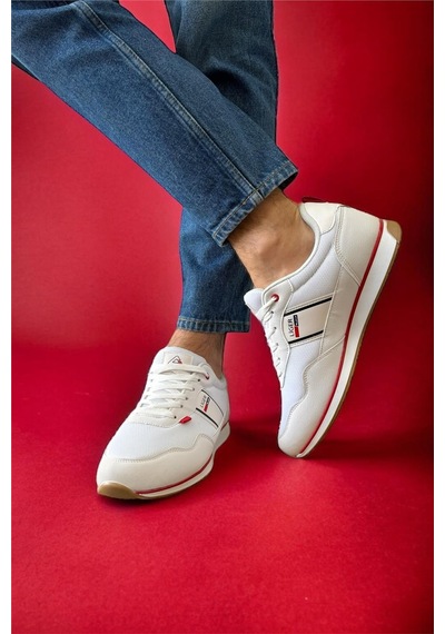 Erkek Günlük Sneaker Spor Ayakkabı Beyaz - Kırmızı-Beyaz - Kırmızı
