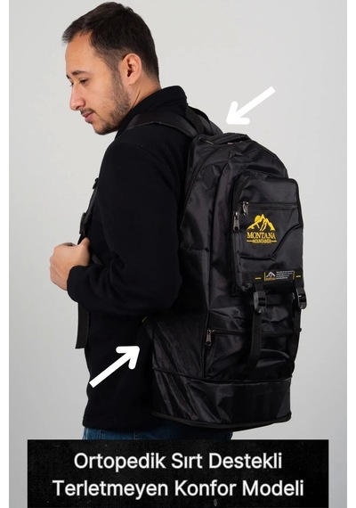 65 Lt Ortopedik Dayanıklı Büyük Boy Çok Gözlü Su Geçirmez Körüklü Kamp Trekking Outdoor Sırt Çantası Diğer