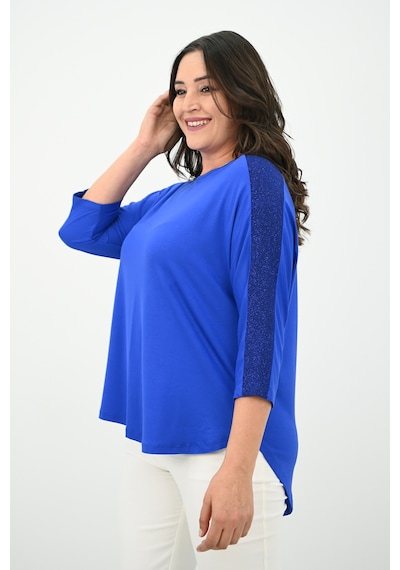 Kadın Büyük Beden Kolları Sim Detaylı Bluz 1855 001