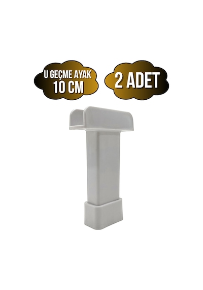 U Geçme Beyaz Plastik Ayarlı Ayak Mobilya Masa Ve Dolap Ayağı Beyaz 10cm 2 Adet Beyaz
