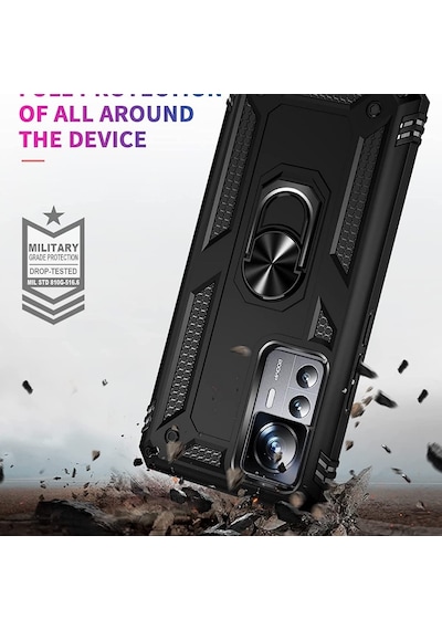 Xiaomi 12t Pro Kılıf Vega Sert Silikon Tank Standlı Yüzüklü Mıknatıslı