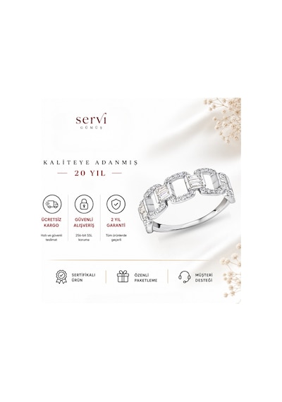 Servi 925 Ayar Gümüş Baget Bond Yüzük-22