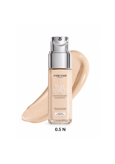 True Match Nemlendirici Likit Fondöten 30 Ml Hyaluronik Asitli, 24 Saat Kalıcı & Terlemeye Dayanıklı Doğal Bitiş 0.5n