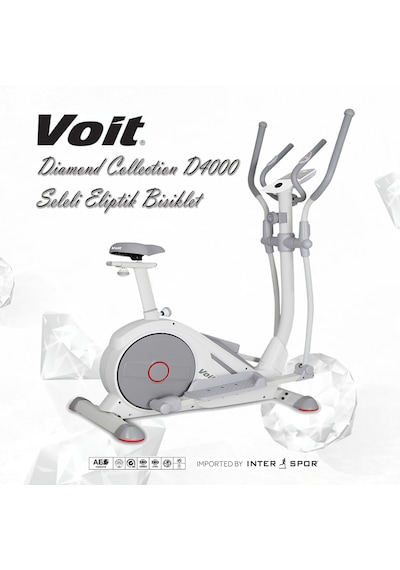 Voit D4000 Diamond Collection Seleli Eliptik Bisiklet 120 Kg Taşıma Kapasitesi İle 8 Kademe Direnç Mekanizması Beyaz