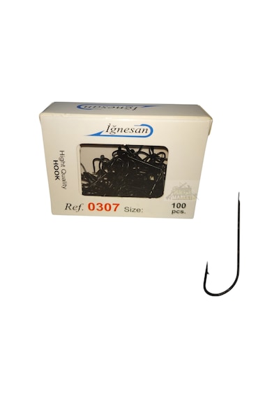 İğnesan 0307 Serisi Siyah Çapraz 100lü Paket Olta İğnesi - No-5 No:5
