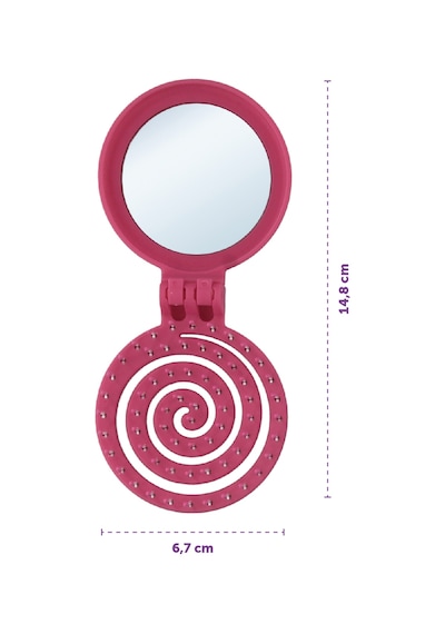 Beauty Makaron Saç Fırçası - 3d Esnek, Aynalı, Çanta Boy - Compact Detangler Fuşya