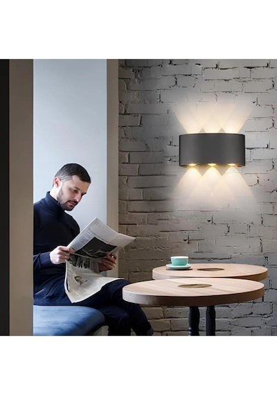 Cata Ct-8011 Çift Yönlü Ledli Aplik Dekoratif Led Aplik İç Dış Mekan Bahçe Teras Balkon Duvar Aplik Günışığı 3200k Siyah