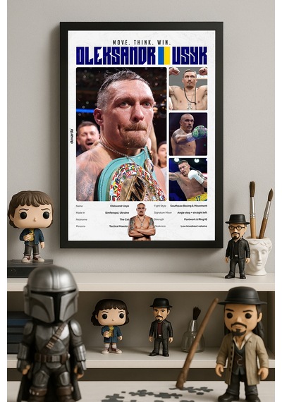 Oleksandr Usyk Boks Siyah Ahşap Çerçeveli Poster, Dekoratif Dövüş Duvar Tablosu
