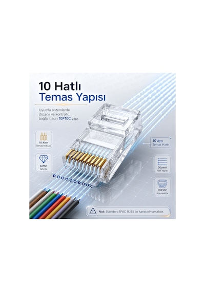 MN6 MN119f Rj50 10p/10c Soket 70 Adet Şeffaf Teknik Servis Konnektörü