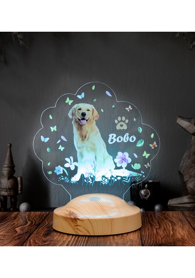 Köpek Fotoğraflı Led Lamba, Kişiye Özel Fotoğraf Ve İsimli Evcil Hayvan Temalı Lamba Hediye Tekli Foto Köpek