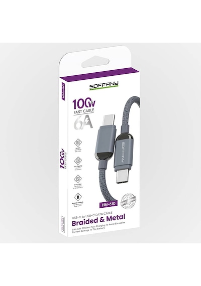 T1798 100w Süper Hızlı Şarj Kablosu 6a Type-c To Type-c Örgülü Da