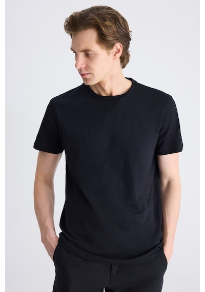 Twn Slim Fit Siyah Düz %100 Pamuklu T-shirt 4ec1447011072 001
