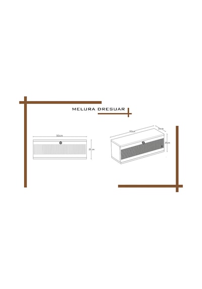 Melura Home 50 Cm Melura Dresuar %100 Mdf Kapaklı Duvara Monte Beyaz