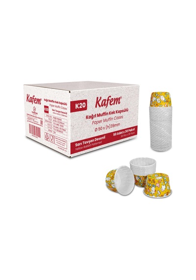 Kafem Muffin Kek Kapsülü Sarı Tavşan Desenli 50li X 30 Paket Koli - K20 Sarı