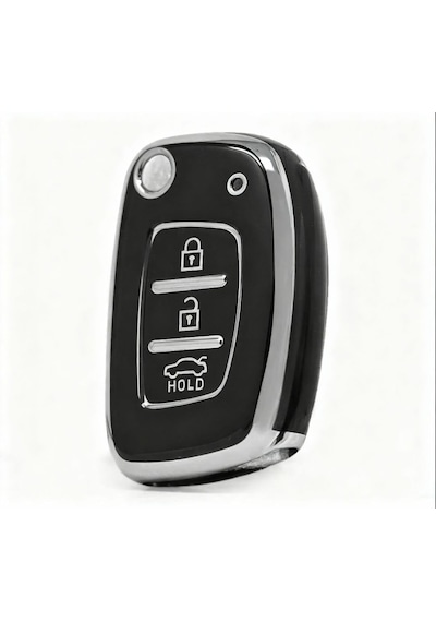Autohan Keys Lüks Anahtar Kılıfı, Siyah Gümüş, Sustaıı Model, Hyundai Bayon I10 I20 Ix35 Elantra Tucson İçin