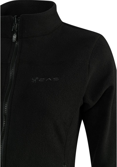 2As Cara Kadın Tam Fermuarlı İnce Polar Sweatshirt Siyah Siyah
