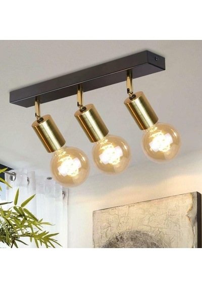 Mylights Avize Retro Üçlü Plofonyer Avize Sıralı Üçlü E27 Duylu Siyah
