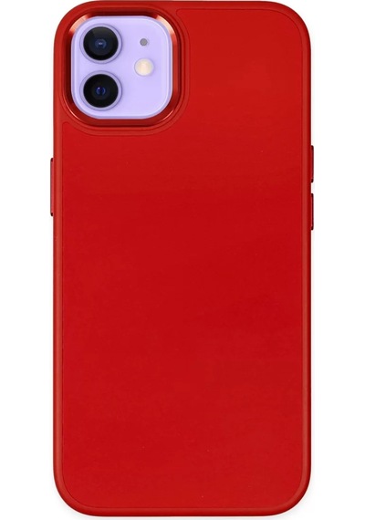 Newface Apple İphone 12 Kılıf Asya Deri Silikon - Kırmızı