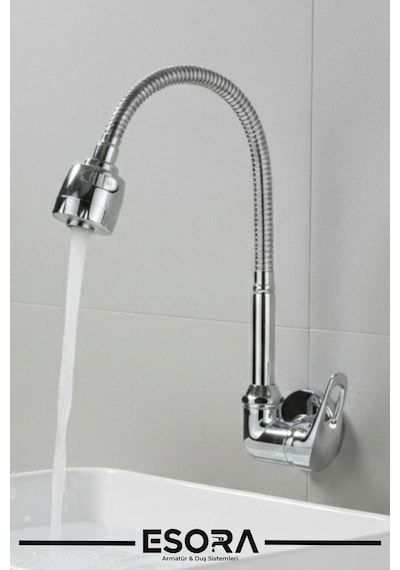 Duvardan Tek Su Çıkışlı Yağmurlama Fonksiyonlu Banyo Ve Mutfak Bataryası Krom