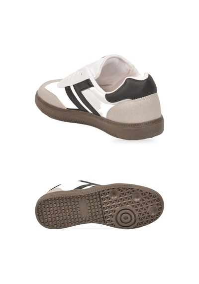 Lento Beyaz-siyah Bağcıklı Hafif Rahat Unisex Yürüyüş Ve Spor Ayakkabı Sneaker 234750 Beyaz - Siyah