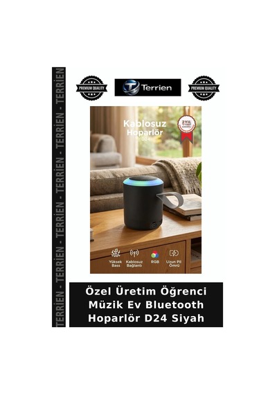 Özel Üretim Öğrenci Müzik Ev Bluetooth Hoparlör D24 Siyah