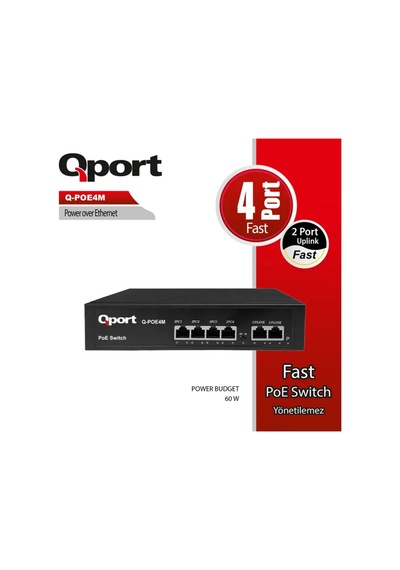 Q-poe4m 4 Port 10/100 4 Port Poe 2 Port Uplınk 60w Yonetılemez Desktop Swıtch