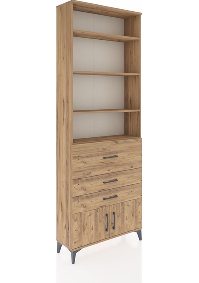 Arges Dolap 3 Raflı 2 Kapaklı Tek Askılı 88x30x243 Çam-çam Çam