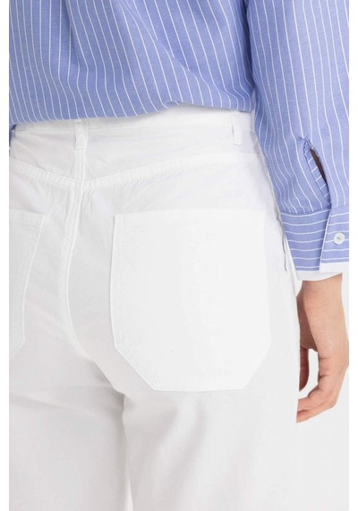Defacto Wide Leg Geniş Bol Paça Cepli Beyaz Basic Düz Gabardin Pantolon C4528AX24SMWT83 Beyaz