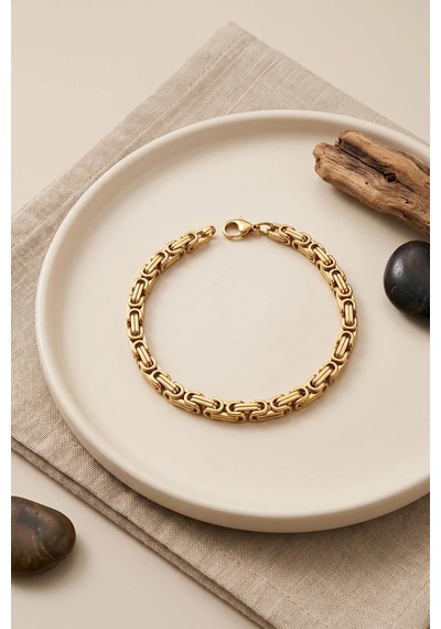Gold Renk Kral Zincir Bileklik 21 Cm Uzunluk Çok Renkli