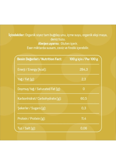 Baca Organik Organik Siyez Ekmeği 650 G