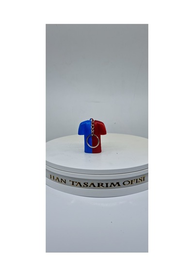 Bordo Mavi Forma Anahtarlık