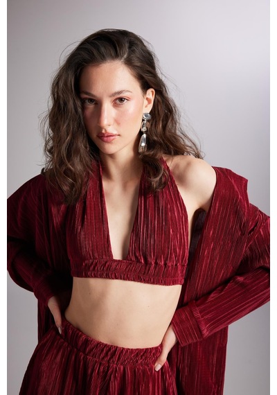 Holly Lolly Beli Lastikli Bağlamalı Comfy Büstiyer Bordo