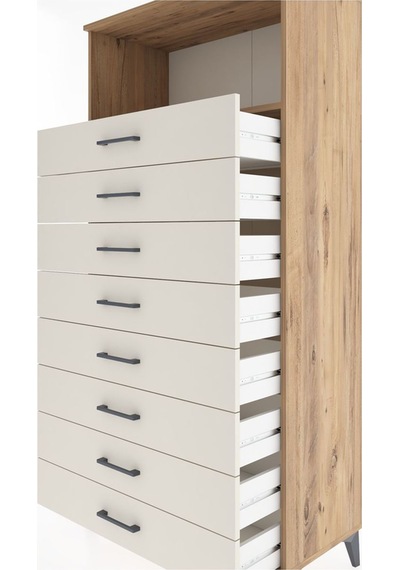 Hyperion Dolap Tek Raflı 8 Çekmeceli 88x44x182 Çam-aytaşı Atlas Çam