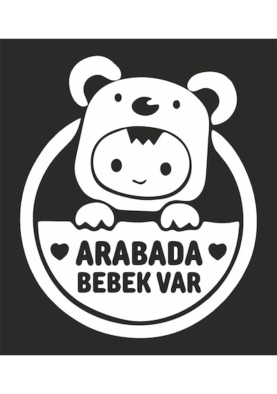 Sticker Usta Hediyene Bak Arabada Bebek Var Araba, Motorsiklet, Kask, Laptop, Cam Sticker Beyaz